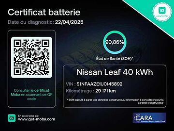 Nissan Leaf 150ch 40kWh Tekna 21.5 Noir Métallisé